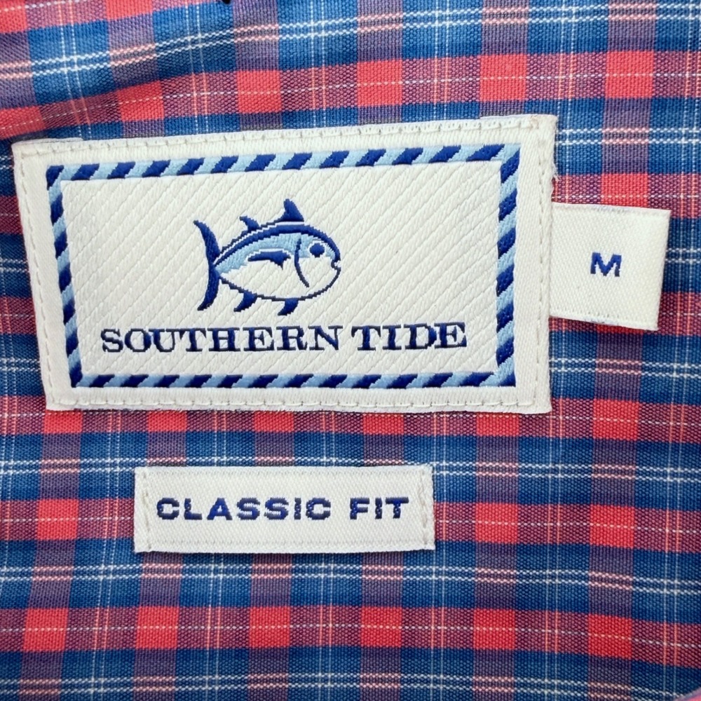Southern Tide Shirt Mens M Dark Pink Blue New Classic Fit Plaid Cotton 2179 - Picture 4 of 12
